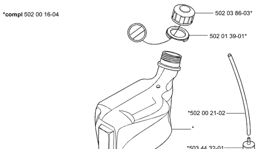 Fuel Tank Diagram and Parts List for 265RX 2001-07 Husqvarna Brush Cutter
