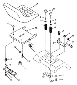 Seat Assembly Diagram and Parts List for LT125 (954002711-C)(1996-04) Husqvarna Lawn Tractor