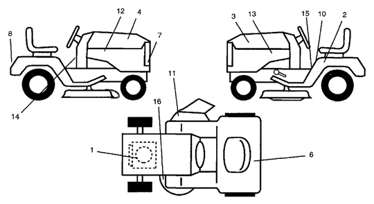 Decals Diagram and Parts List for LR12 (954002701-B)(1994-10) Husqvarna Lawn Tractor