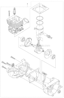Short Block Diagram and Parts List for 333R 2008-10 Husqvarna Brush Cutter
