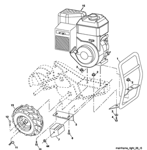 Mainframe, Right Side Diagram and Parts List for DRT900E 2013-03 Husqvarna Cultivator