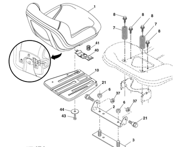 Seat Assembly Diagram and Parts List for GTH2648 (96043003002)(2008-02) Husqvarna Lawn Mower