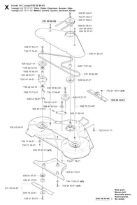 44-Inch/112cm Cutting Deck Diagram and Parts List for R15-V2 (953533701)(2004-02) Husqvarna Lawn Tractor