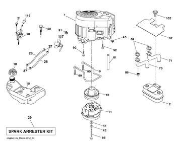 Engine Diagram and Parts List for TS354-2022  Husqvarna Lawn Tractor