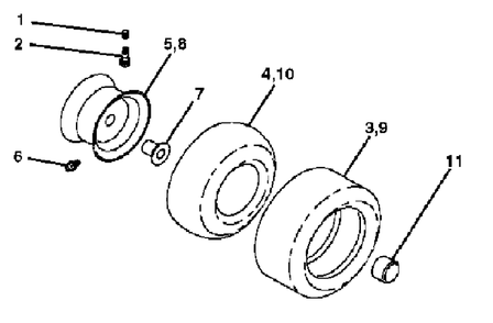 Wheels And Tires Diagram and Parts List for YTH1542XP (954567253-G)(2003-03) Husqvarna Lawn Tractor