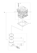 Cylinder Piston Diagram and Parts List for 335RJX 2008-10 Husqvarna Brush Cutter