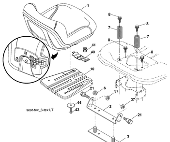 Seat Assembly Diagram and Parts List for LTH1538 (96043003802)(2008-04) Husqvarna Lawn Mower