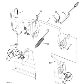 Mower Lift / Deck Lift Diagram and Parts List for TC138L (96051018900)(2019-08) Husqvarna Lawn Tractor