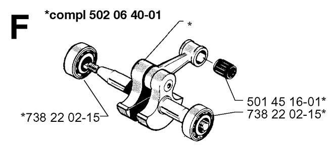 Crankshaft Diagram and Parts List for 250RX 19973100001 & Above Husqvarna Trimmer