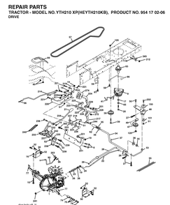 Drive Diagram and Parts List for YTH210XP (HEYTH210KB)(2004-01) Husqvarna Lawn Tractor