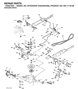 Drive Diagram and Parts List for GTH2554XP (HAU25H54B)(2004-09) Husqvarna Lawn Tractor
