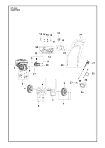 Frame Diagram and Parts List for HP3000  Husqvarna Pressure Washer