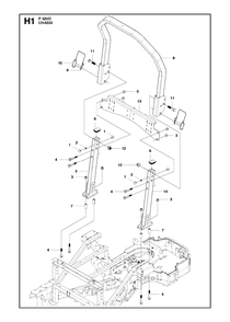 Chassis / Frame Diagram and Parts List for P520D 20120100001 - 20143999999 Husqvarna Lawn Tractor