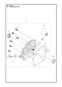 Crankcase Cover Diagram and Parts List for HH196587981301 587981302, 587981303, 587981304 Husqvarna Engine