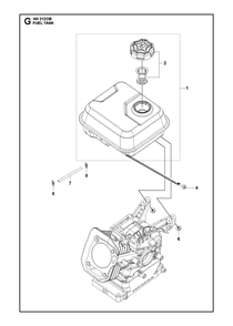 Fuel Tank Diagram and Parts List for HH212OB  Husqvarna Engine