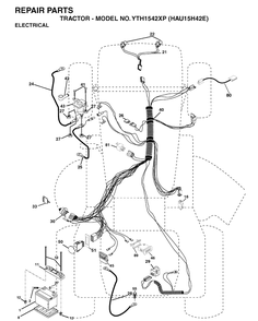 Electrical Diagram and Parts List for YTH1542XP (HAU15H42E)(2004-01) Husqvarna Lawn Tractor