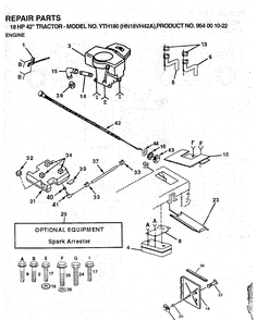 Engine Diagram and Parts List for YTH180 (954001022)(1994-03) Husqvarna Lawn Tractor