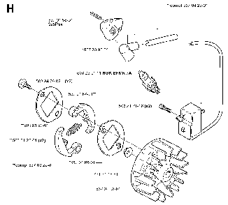 Ignition System And Clutch Diagram and Parts List for 323P4 20042300001-20062700000 Husqvarna Pole Saw