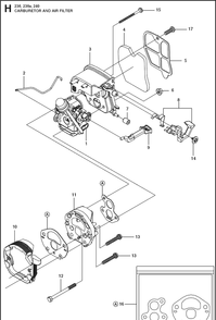 Carburetor And Air Filter Diagram and Parts List for 236 (967326401)(20144000001-Current) Husqvarna Chainsaw