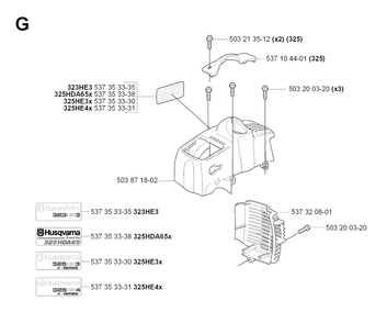 Cylinder Cover Diagram and Parts List for HA850 20090900001 & Above Husqvarna Trimmer