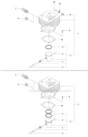 Cylinder Piston Diagram and Parts List for 343FR 2011-02 Husqvarna Brush Cutter