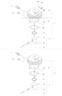 Cylinder Piston Diagram and Parts List for 343F 2008-05 Husqvarna Brush Cutter
