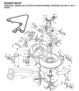 Mower Deck / Cutting Deck Diagram and Parts List for CTH150XP (HECTH150KD)(2004-06) Husqvarna Lawn Tractor