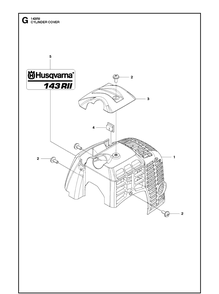 Cylinder Cover Diagram and Parts List for 143RII 20090100001-20143600000 Husqvarna Brush Cutter