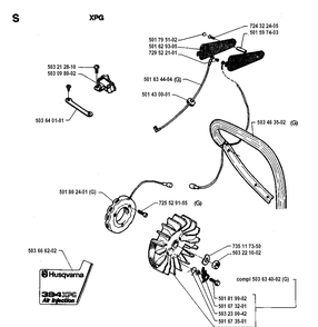 Electrical 2 Diagram and Parts List for 394XP 19940100001-19960100000 Husqvarna Chainsaw