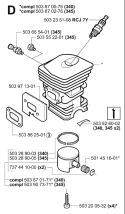 Page K Diagram and Parts List for 340 2004-03 Husqvarna Chainsaw