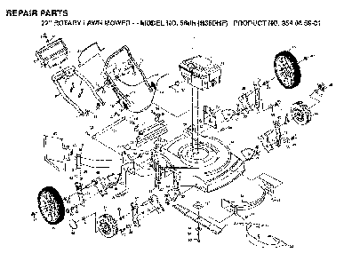 Product Complete Diagram and Parts List for 56DH (H56DHF, 954065901)(1994-01) Husqvarna Lawn Mower
