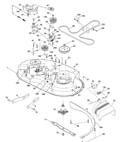 Mower Deck / Cutting Deck Diagram and Parts List for LT1597 (96041041100)(2017-08) Husqvarna Lawn Tractor