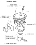 Page H Diagram and Parts List for 346XP 346 XP 1999-01 Husqvarna Chainsaw
