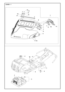 Cover Diagram and Parts List for R320XAWD 2023 Husqvarna Lawn Tractor
