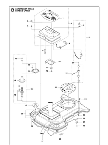 Chassis Upper Diagram and Parts List for 220AC 2014-01 Husqvarna Lawn Mower