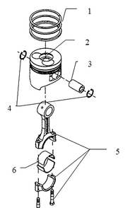 Piston Diagram and Parts List for TF544  Husqvarna Cultivator