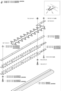 Cutting Equipment Diagram and Parts List for 323HD60 20022200001-20062300000 Husqvarna Hedge Trimmer