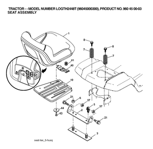 Seat 2 Diagram and Parts List for GTH2448T (960450003-00)(2006) Husqvarna Lawn Tractor