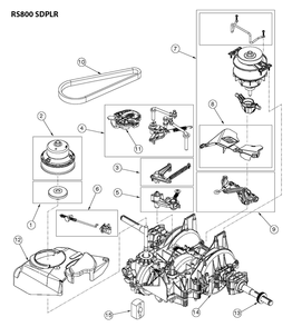Transmission Diagram and Parts List for RS800SDPLR  Husqvarna Engine
