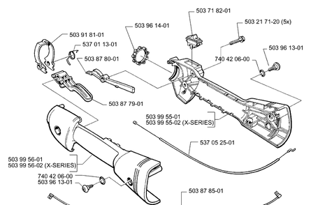 Throttle Diagram and Parts List for 325E (X-SERIES)(1999-10) Husqvarna Edger