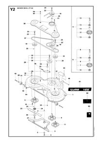 48-Inch/122cm Cutting Deck 2 Diagram and Parts List for PF21AWD (965192501)(2011-03) Husqvarna Lawn Tractor
