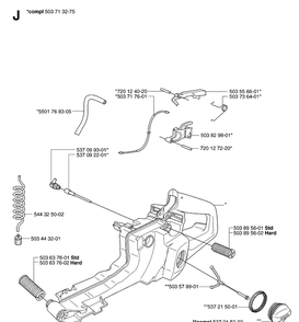 Fuel Tank Diagram and Parts List for 365 20070900001-20101800000 Husqvarna Chainsaw