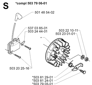Ignition System Diagram and Parts List for 232RD 20001400001-Current Husqvarna Brush Cutter