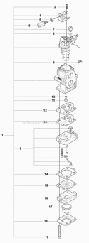 Carburetor Details Diagram and Parts List for 350BT 2009-03 Husqvarna Leaf Blower / Vacuum