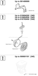 Page K Diagram and Parts List for 350 2001-09 Husqvarna Chainsaw