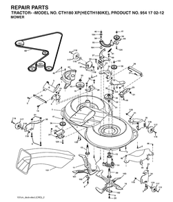 Mower Deck / Cutting Deck Diagram and Parts List for CTH180XP (HECTH180KE)(2004-06) Husqvarna Lawn Tractor