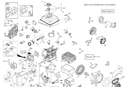 Engine Diagram and Parts List for ST224 (96193009606)(2019-03) Husqvarna Snow Blower