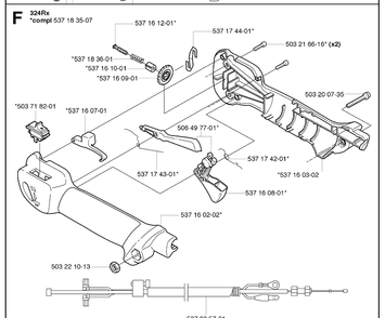 Handle And Controls Diagram and Parts List for 324RX  Husqvarna Brush Cutter