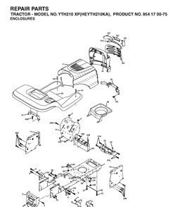 Chassis And Enclosures Diagram and Parts List for YTH210XP (HEYTH210KA)(2003-01) Husqvarna Lawn Tractor