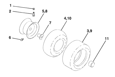 Wheels And Tires Diagram and Parts List for LT1538 (954569776-C)(2002-12) Husqvarna Lawn Tractor